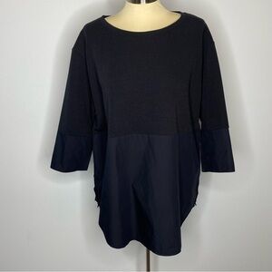 COS Black Mixed Media Knit Cotton Boxy Tunic Top